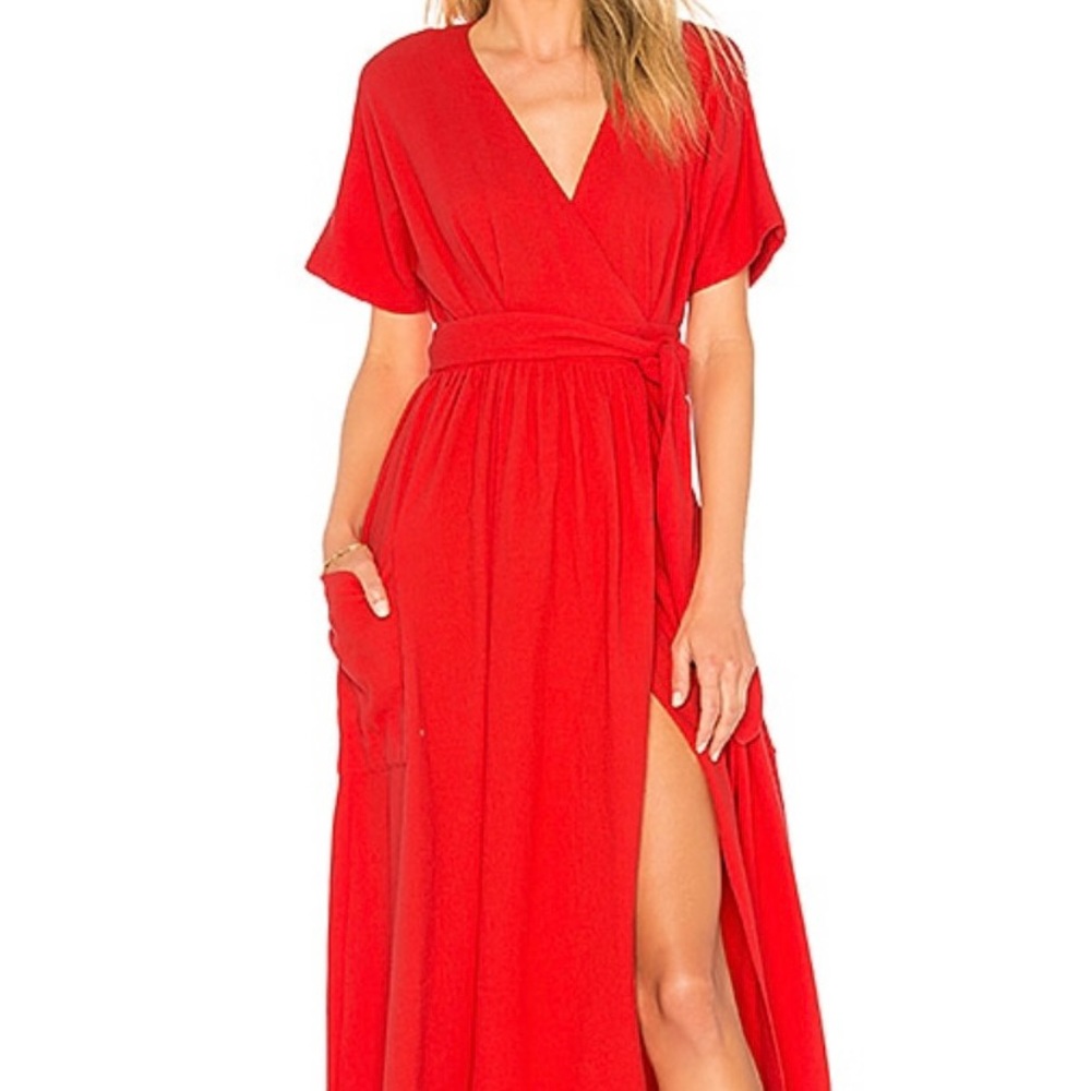 Mara Hoffman Ingrid gathered hemp midi wrap dress - Size L